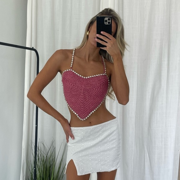 Crochet heart top sparkle open back - Picture 4 of 5